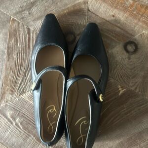 Black faux leather pointy foe strap flats.  Purchased at Nordstrom Rack.